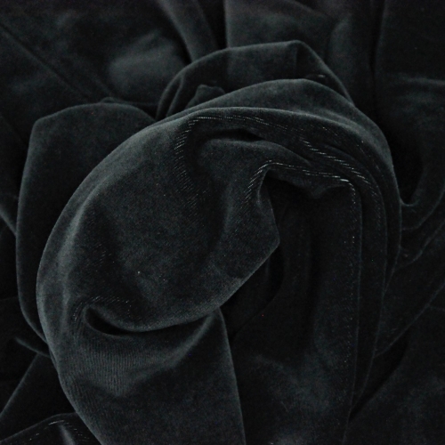 Preview: 5 Meter Baumwollsamt Nickistoff Schwarz